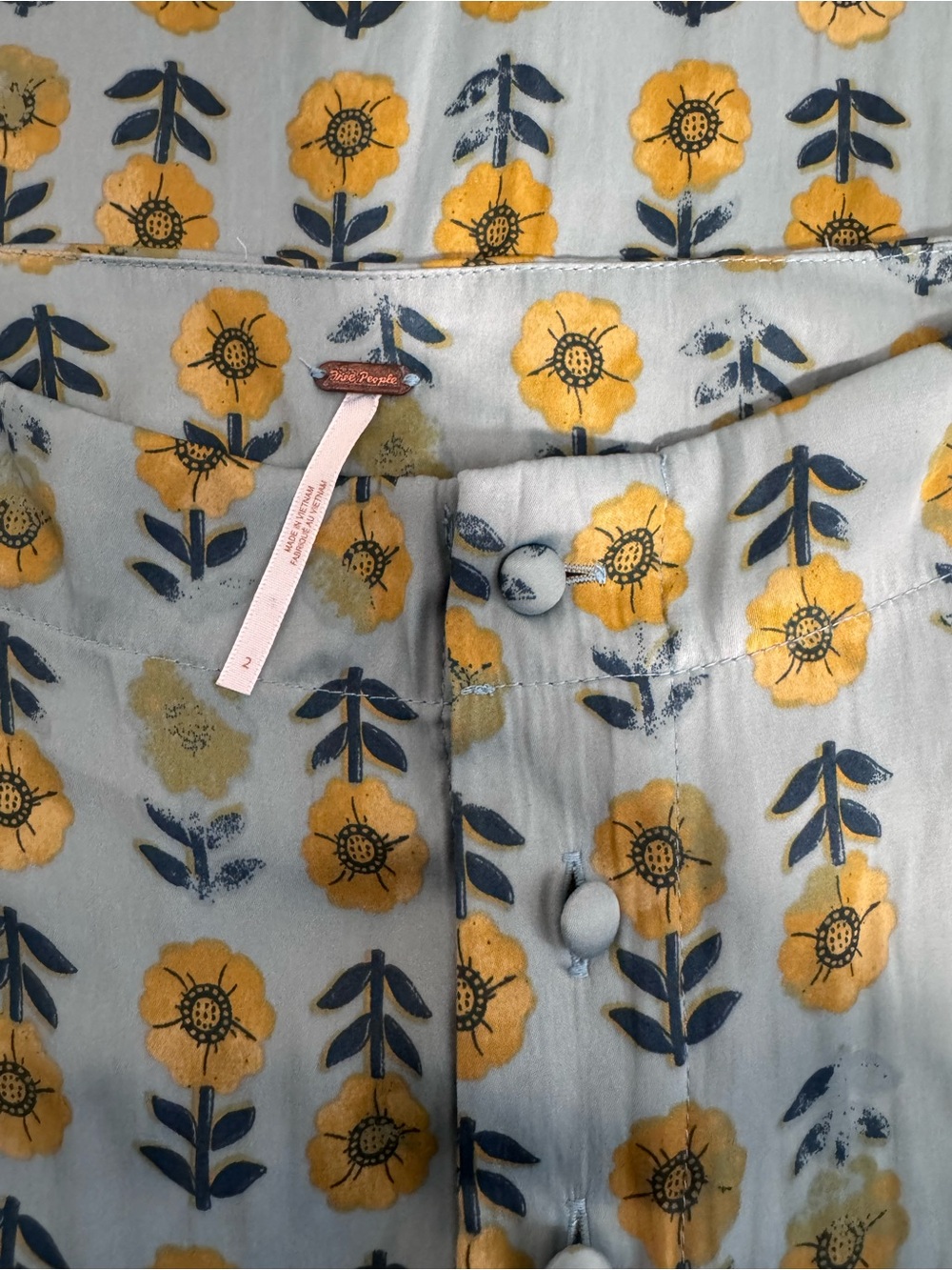 Free People Floral Midi Skirt in Yellow and Blue
